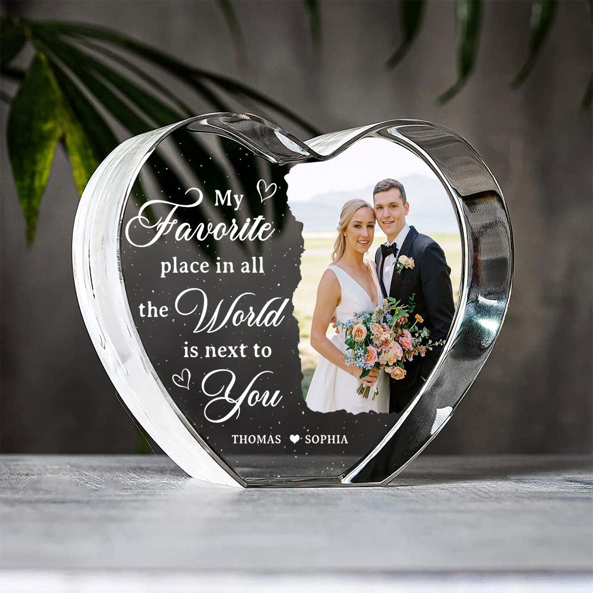 My Favorite Place Is Next To You Upload Photo Premium Crystal Heart LED, Personalized Couple Home Bedroom Decoration, Perfect Valentine's Gift For Her, For Wife, For Girlfriend, Free Delivery Included