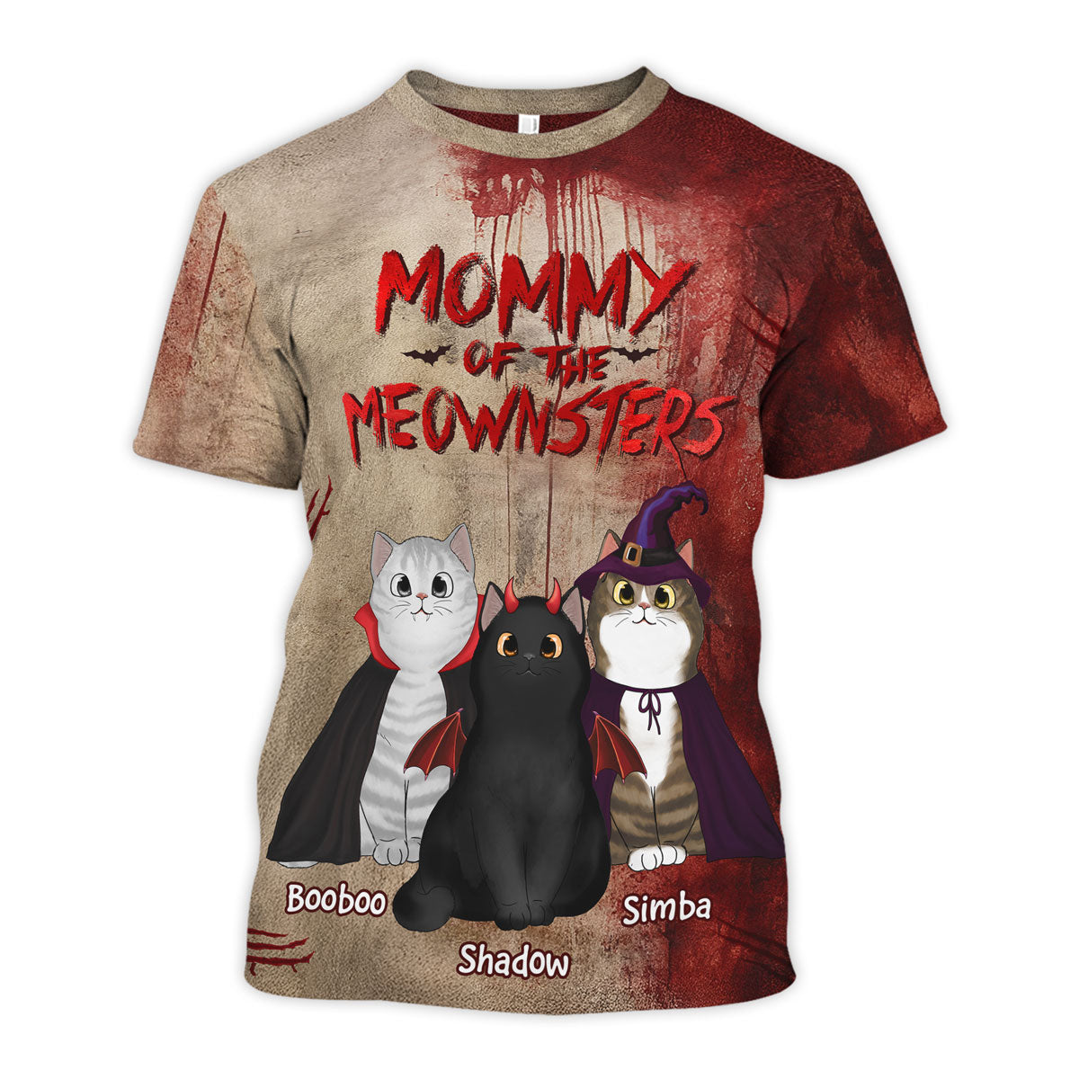 Halloween Horror Theme Cat Mom Cat Dad Of Meownsters Personalized 3D Shirt