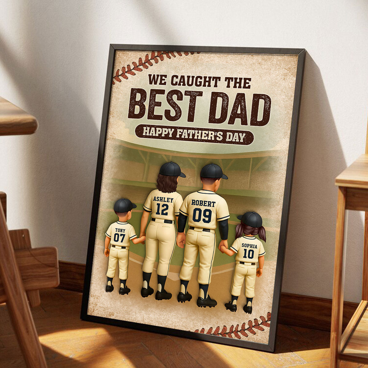 We Caught the Best Dad Baseball Personalized Poster, Meaningful Father's Day Gift for Dad, Gift for Husband
