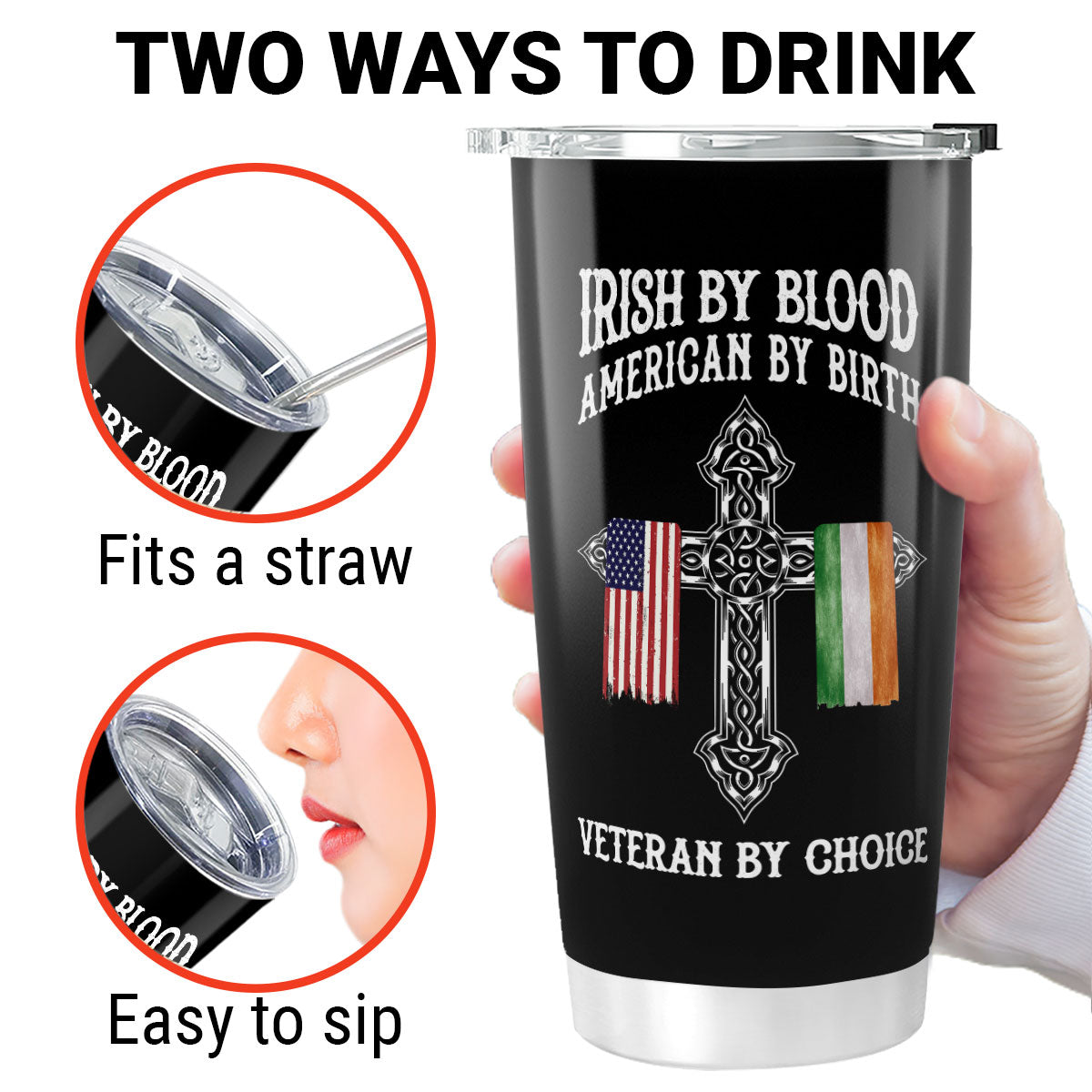 St. Patrick's Day Irish By Blood American By Birth Personalized Tumbler, Customize Title
