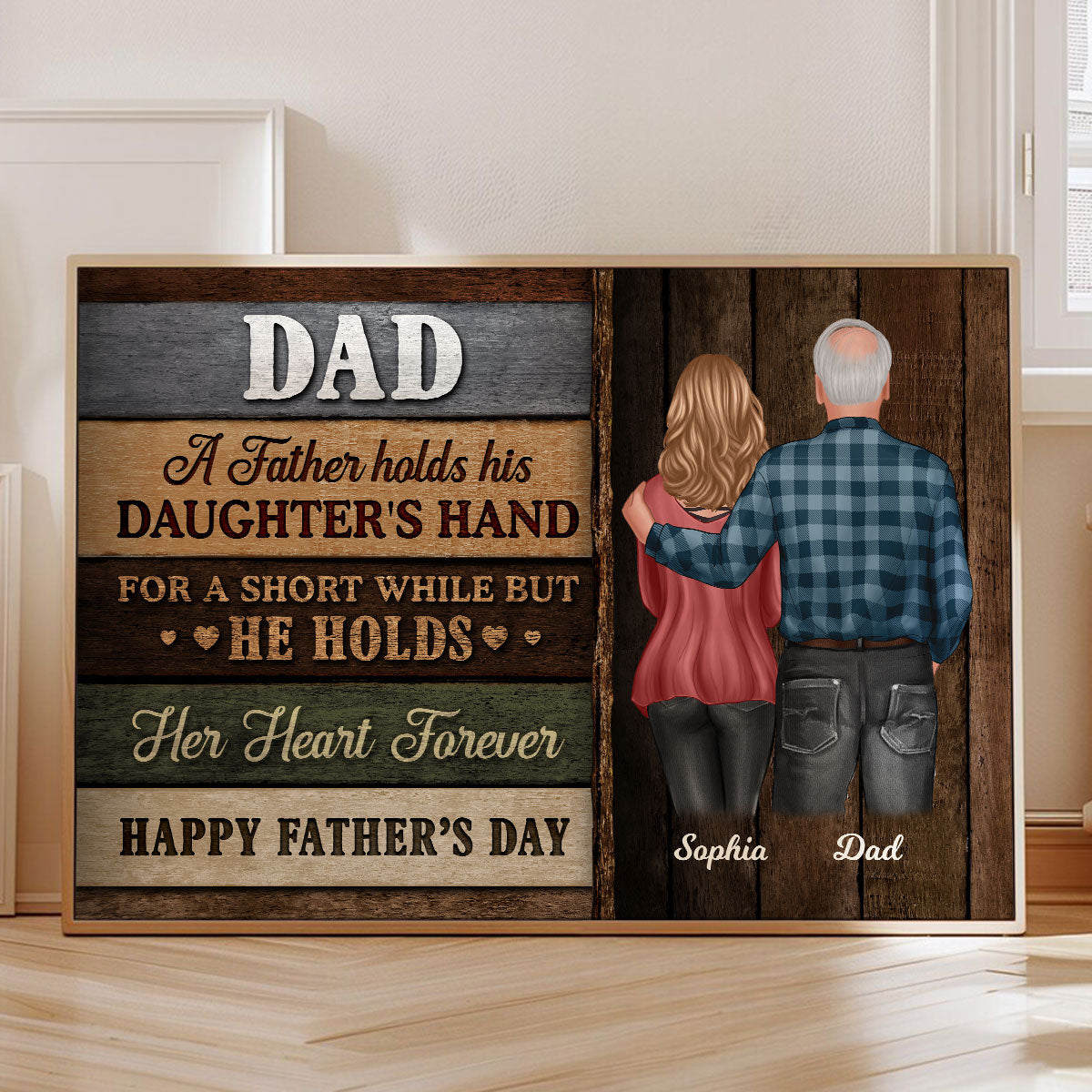 Colored Wood Pallets Texture To Dad From Daughter Son Personalized Poster| Heartfelt Father's Day Gift For Dad