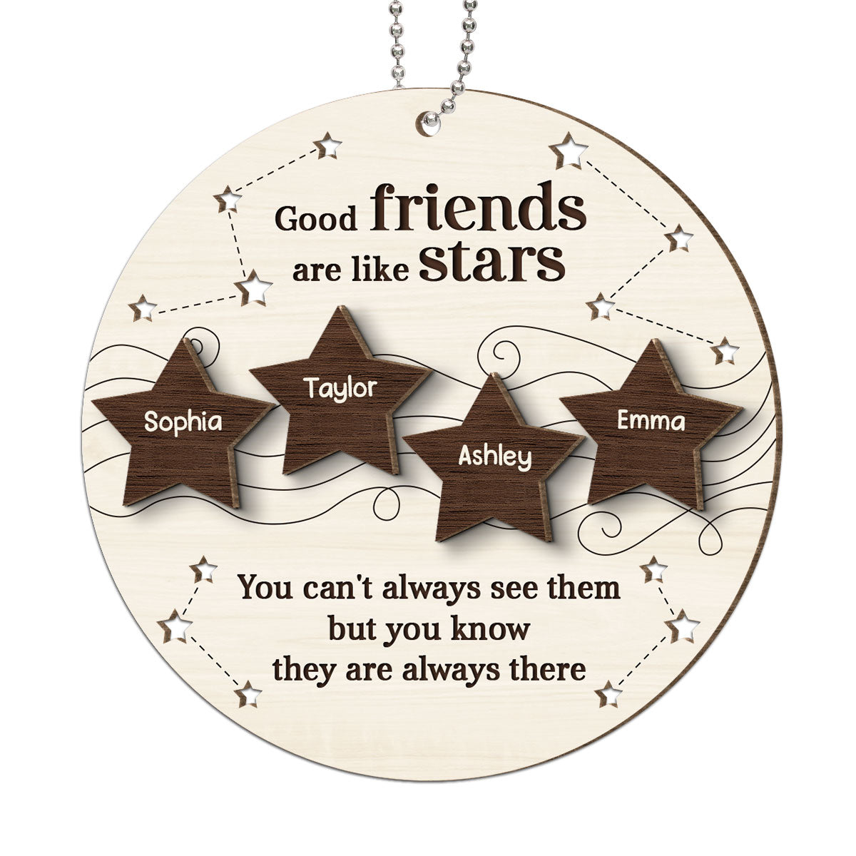 Good Friends Like Stars Friendship Gift Personalized 2-Layer Wooden Ornament