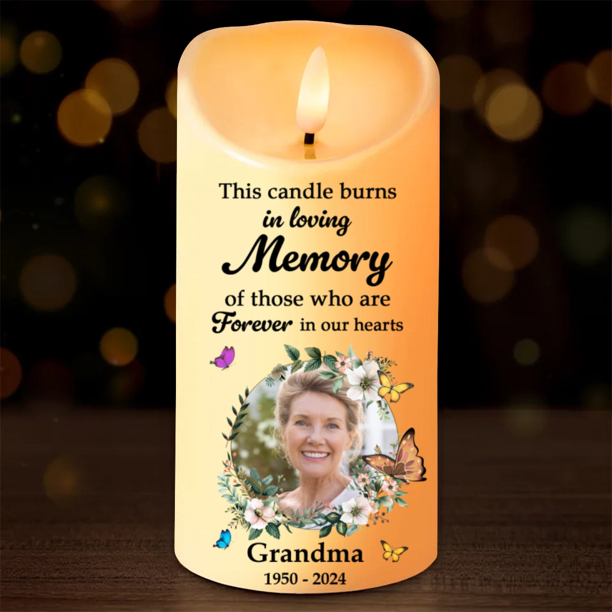 In Loving Memory Of Lost Loved Ones, Custom Photo Personalized LED Candle, Sympathy Gift