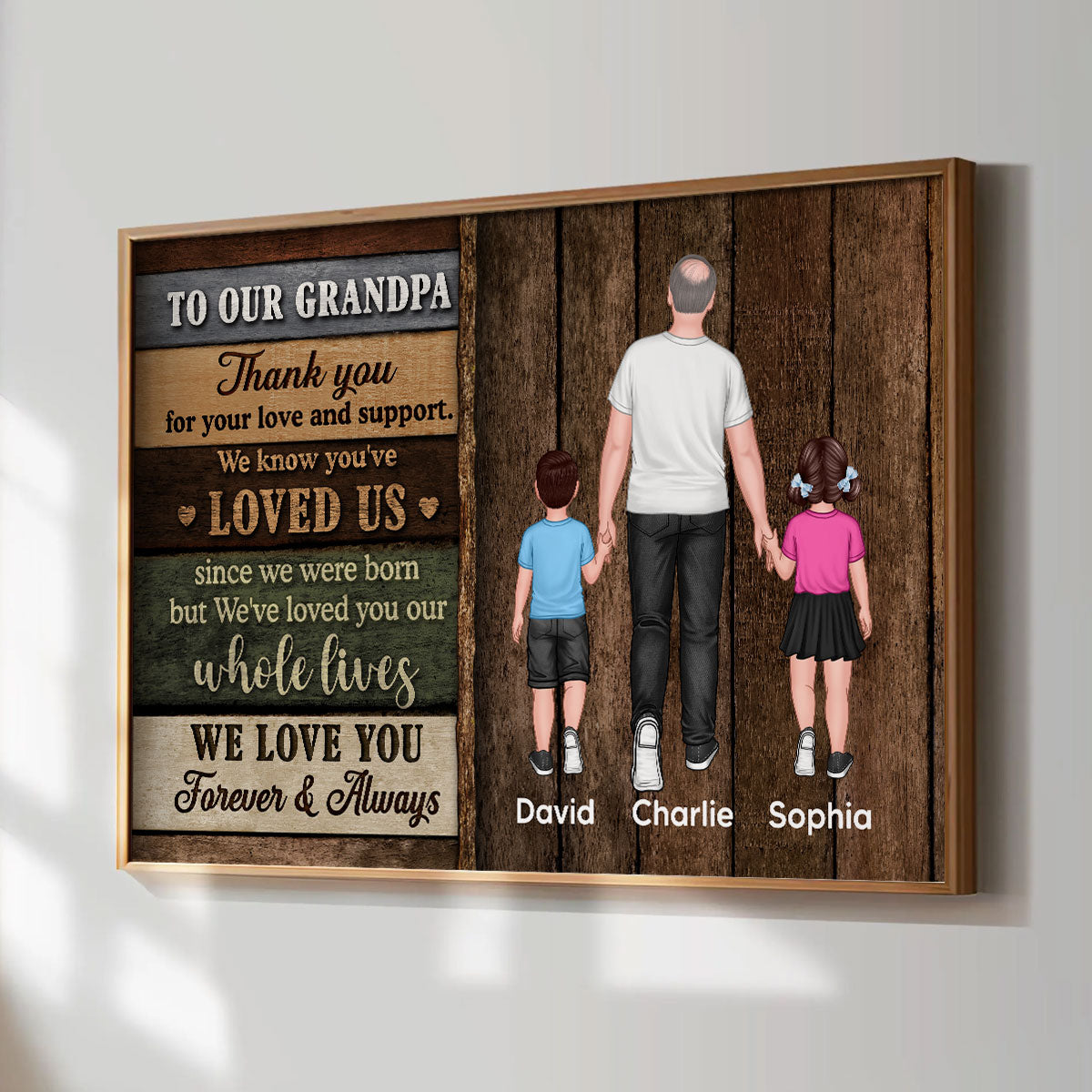 Colored Wood Pallets To Grandpa From Grandchildren Happy Father's Day Personalized Poster