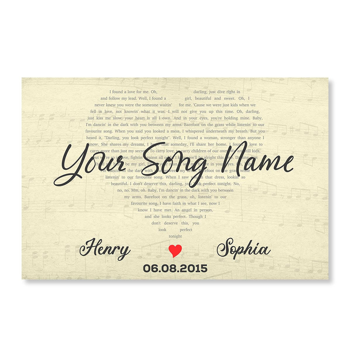 Custom Heart-Shaped Song Lyrics Art Personalized Poster, Anniversary  Gift For Her, For Him