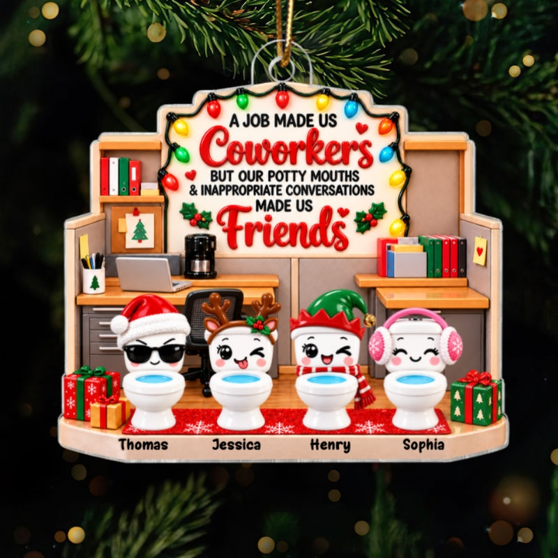 Funny Potty Mouth Coworkers Forever Friends - Personalized Acrylic Ornament - Christmas Gift For Coworkers, Work Besties, Office Friends