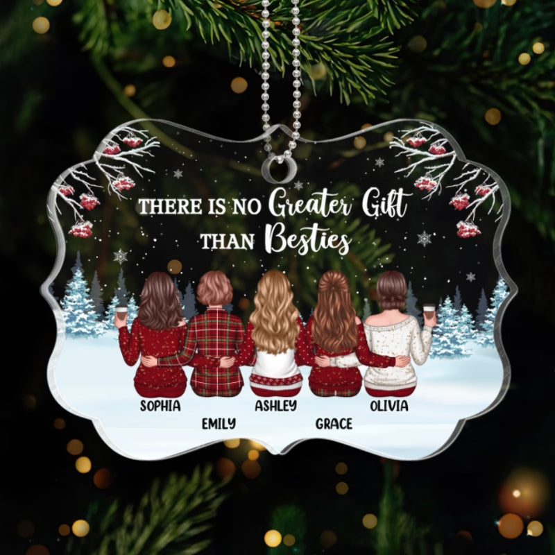 Berry Tree Snow No Greater Gift Than Friendship Back View Besties Personalized Acrylic Ornament
