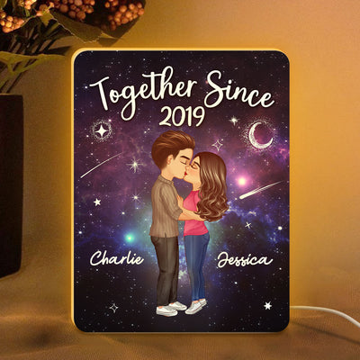 Doll Couple Kissing In Galaxy Night Personalized Light Box