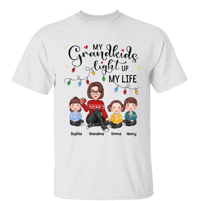 Cute Grandma My Grandkids Light Up My Life Christmas Personalized Shirt