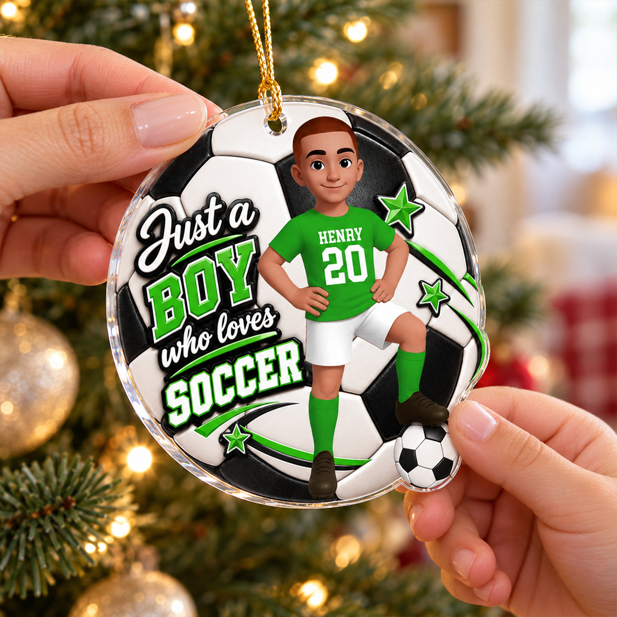 Just a Boy Who Loves Soccer - Personalized Acrylic Ornament - Christmas Gift for Son, Grandson, Nephew