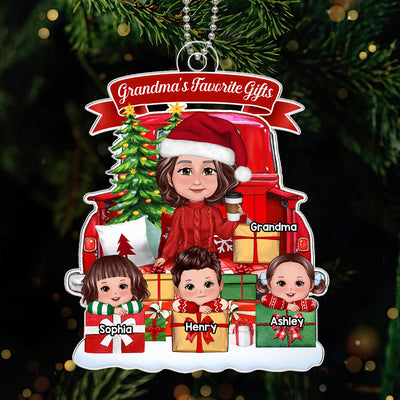 Grandma Sitting On Truck Back View Kids On Gifts Personalized Acrylic Ornament