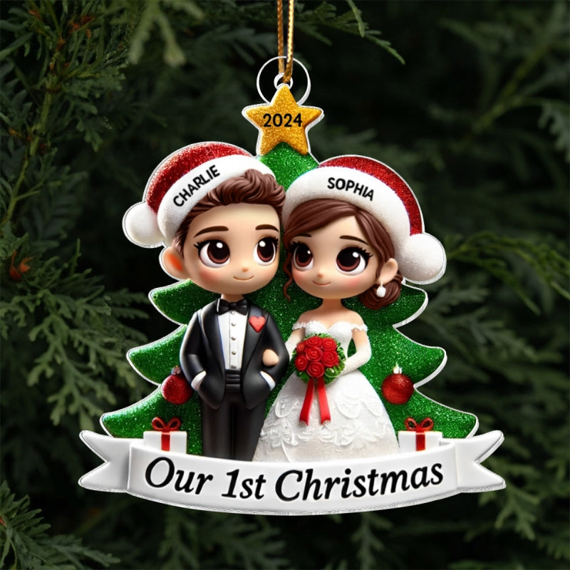 Our First Christmas Married Wedding Couple 2D Flat Acrylic Ornament, MR. & MRS. Gift
