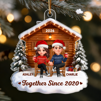 3D Effect Couple Cabin - Personalized Acrylic Car Hanger - Heartfelt Gift For Couple, For Him, For Her