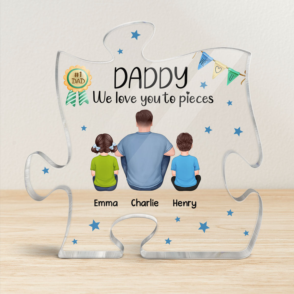 Dad We Love You To Pieces Personalized Puzzle Acrylic Plaque