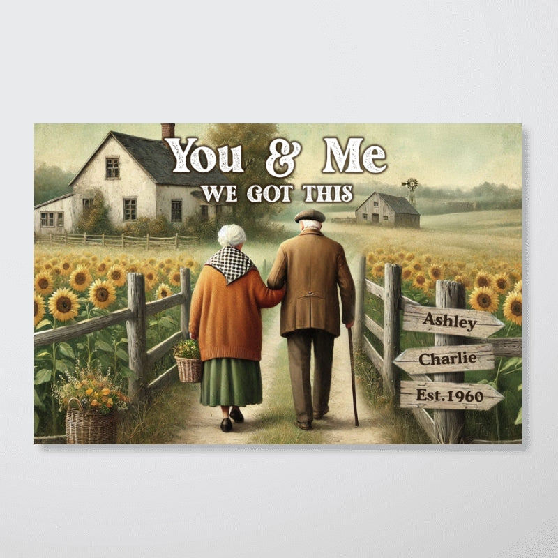 Old Couple Walking Growing Old Together Since Personalized Poster, Heartfelt Gift For Couple, For Him, For Her, Boyfriend, Girlfriend, Husband, Wife