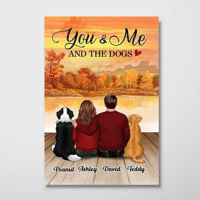Couple Portrait And Dogs Beautiful Landscape Personalized Poster