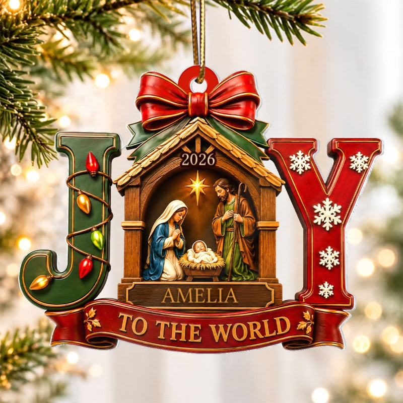 Baby First Christmas Joy To The World - Personalized Acrylic Ornament - Christmas Keepsake