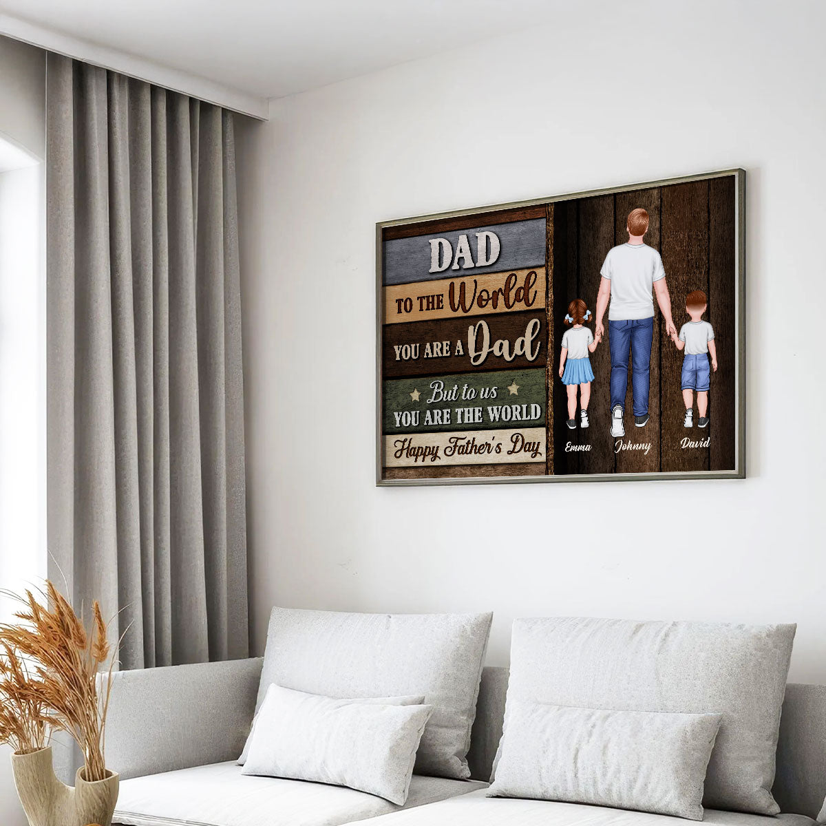 Colored Wood Pallets Dad You Are The World Personalized Poster| Heartfelt Father's Day Gift For Dad, Husband