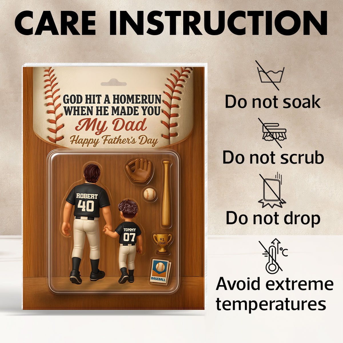 God Hit A Home Run When He Made You Our Dad Custom Action Figure Personalized Acrylic Block Plaque, Father's Day Gift for Baseball Dad