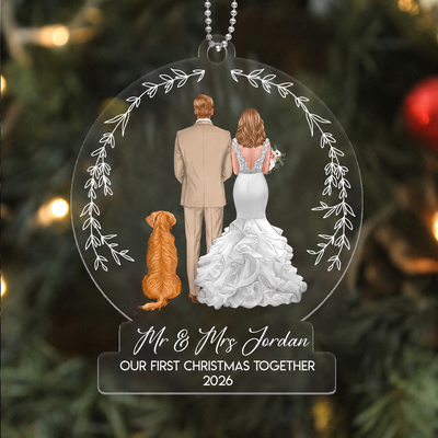 Wedding Couple Back View Dog Personalized Acrylic Ornament