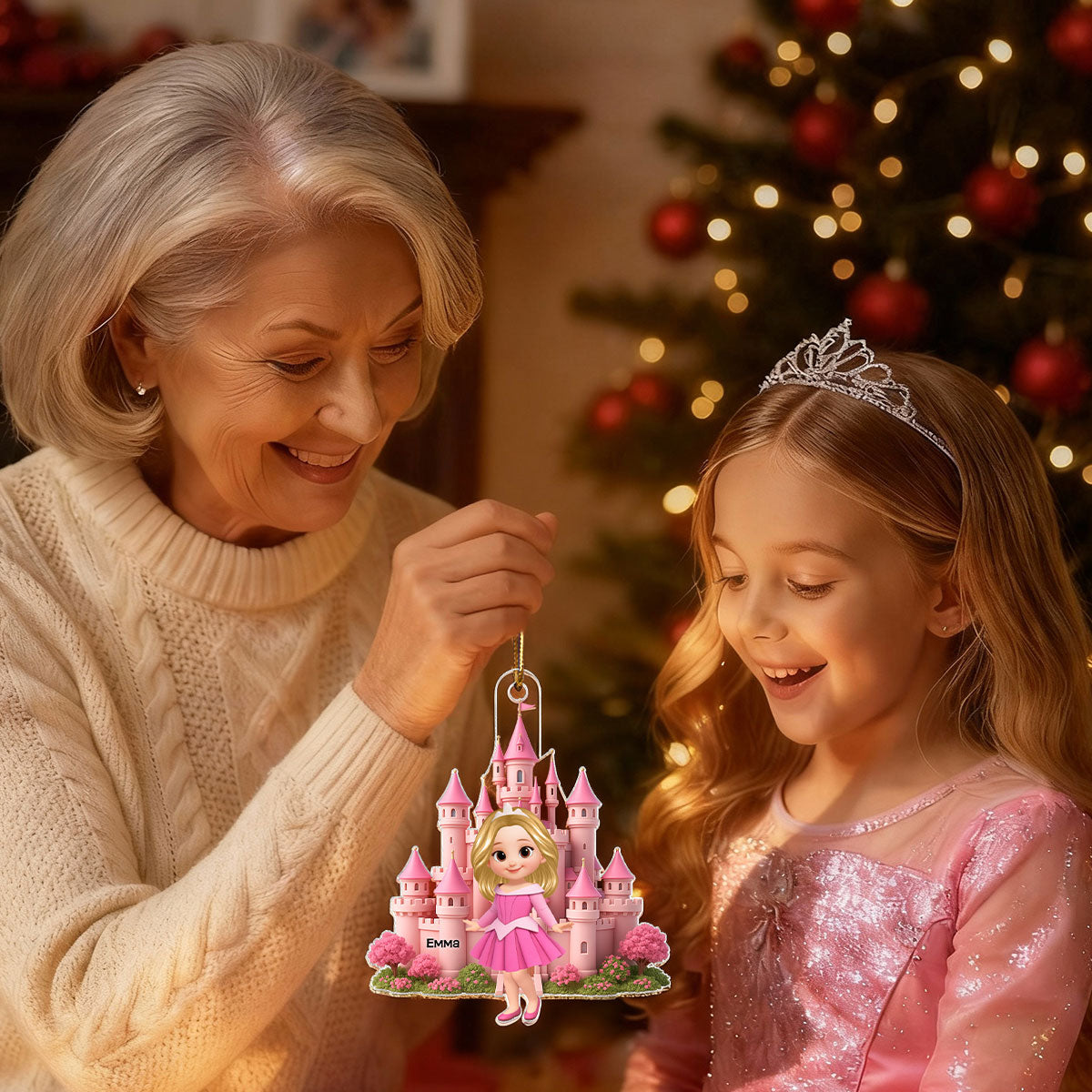 3D Effect Little Princess Castle Personalized Acrylic Ornament