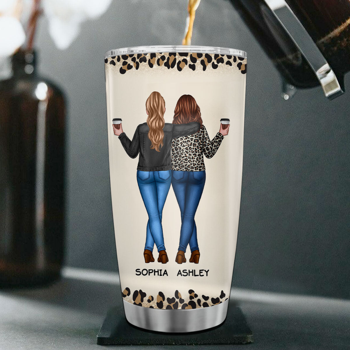 I'd Punch A Bitch For You Gift For Besties Leopard Theme Personalized Tumbler