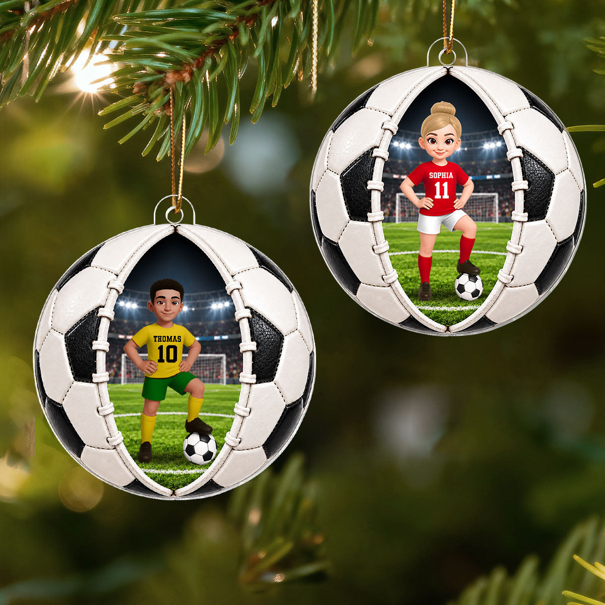 Soccer Ball Design - Personalized Acrylic Ornament - Christmas Gift For Daughter, Son, Grandkids