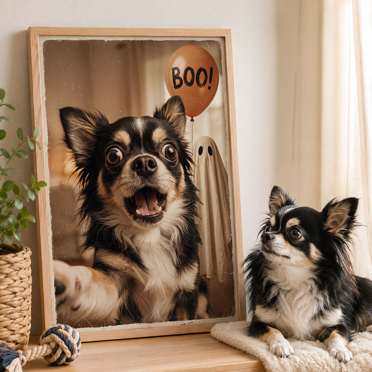 Custom Dog Cat Photo Halloween - Personalized Poster - Trendy Vintage Spooky Wall Art for Pet Lovers