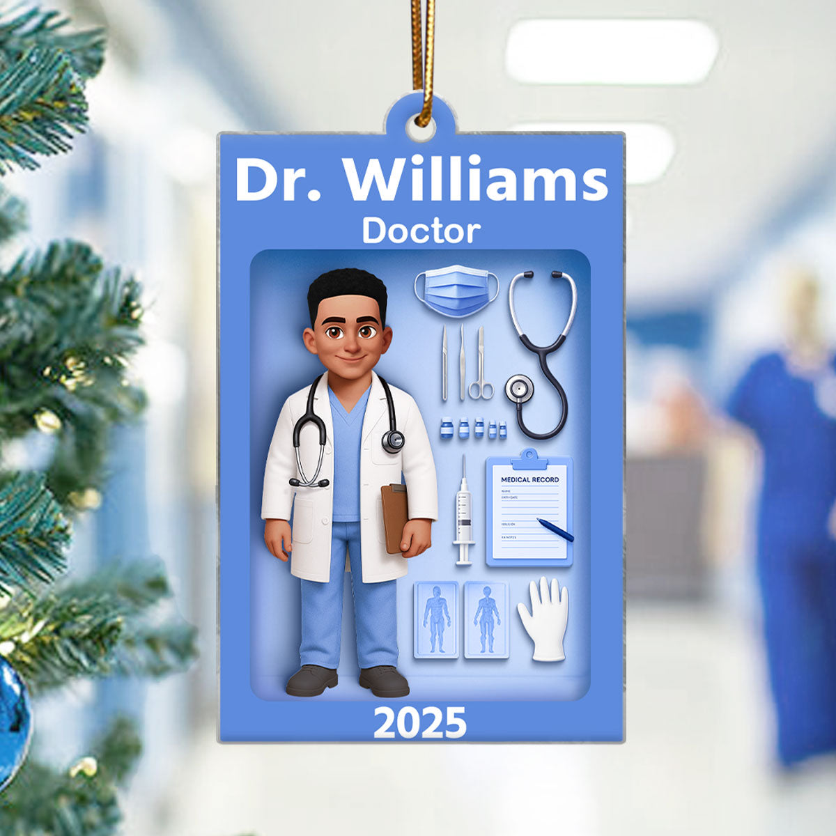 Doctor Action Figure 3D Effect - Personalized Acrylic Ornament - Special Christmas Gift For Doctor