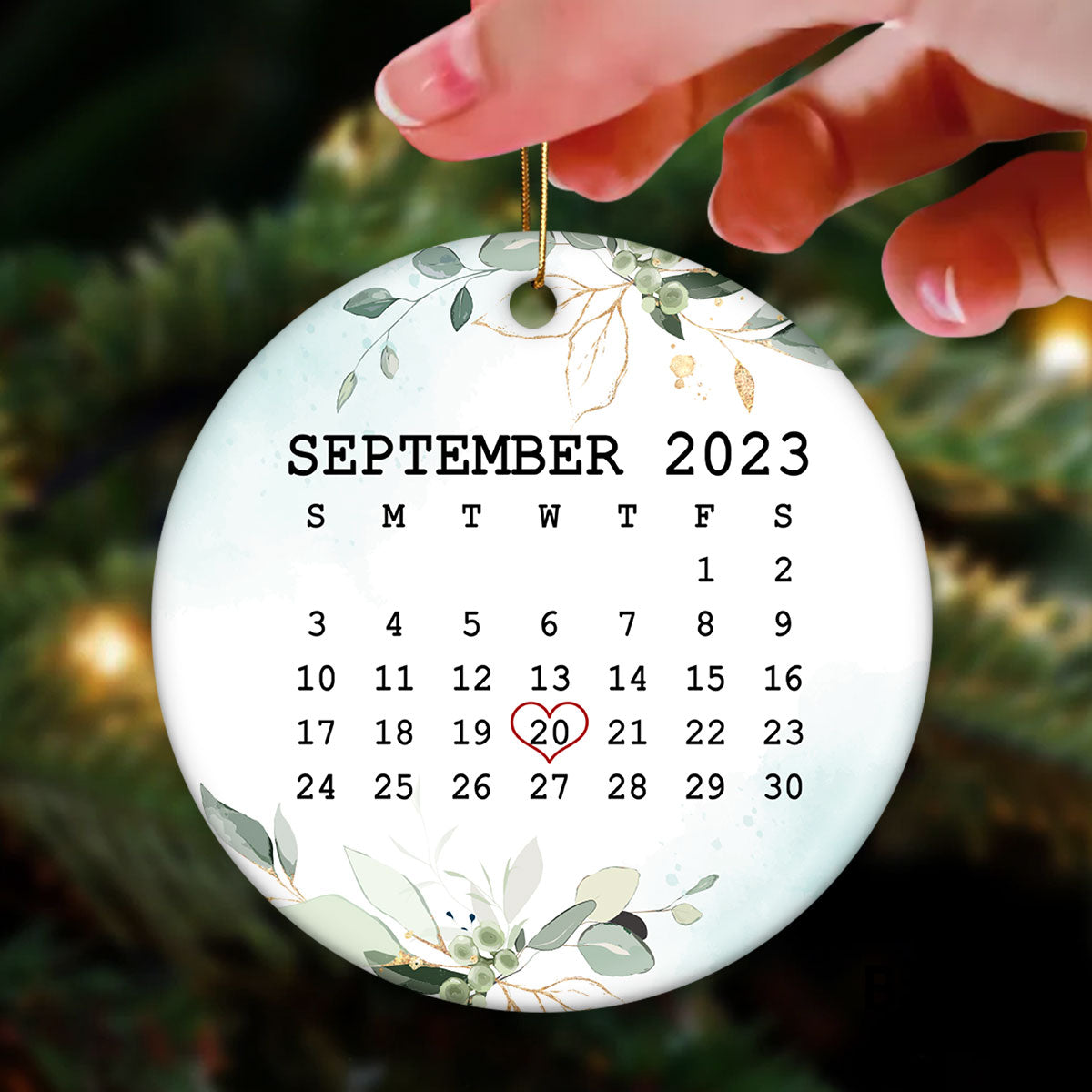 Our First Christmas Engaged Ornament, Custom Photo Ornament Calendar Christmas Gift for Couple, Engagement Gifts Personalized 2-Sided Circle Ornament