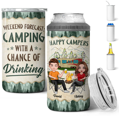 Happy Campers Doll Couple Personalized 4 In 1 Can Cooler