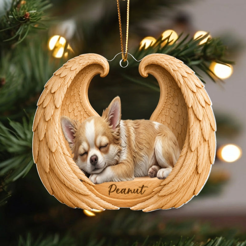 Dog Cat Memorial Angel Wings - Personalized Acrylic Ornament - Heartfelt Sympathy Gift for Pet Lovers