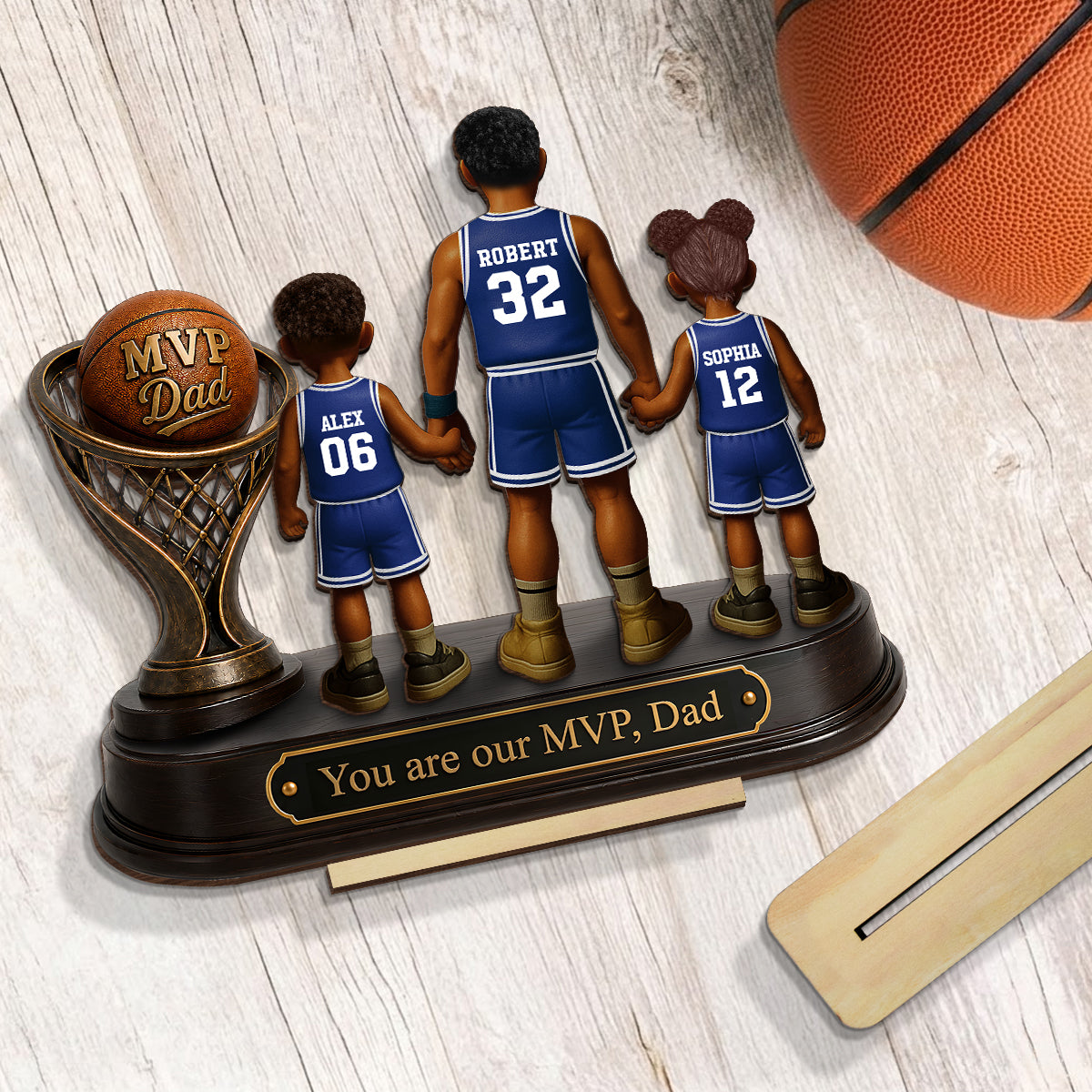 We Scored the Best Dad Basketball Trophy - Personalized 2-Layered Wooden Plaque - Father's Day Gift for Dad, Husband