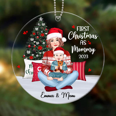First Christmas Mom Grandma On Bed Personalized Acrylic Ornament
