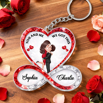 Couple Infinity Love 3D Crystal Effect - Personalized Acrylic Keychain - Sentimental Valentine's Day Gift for Her, for Him