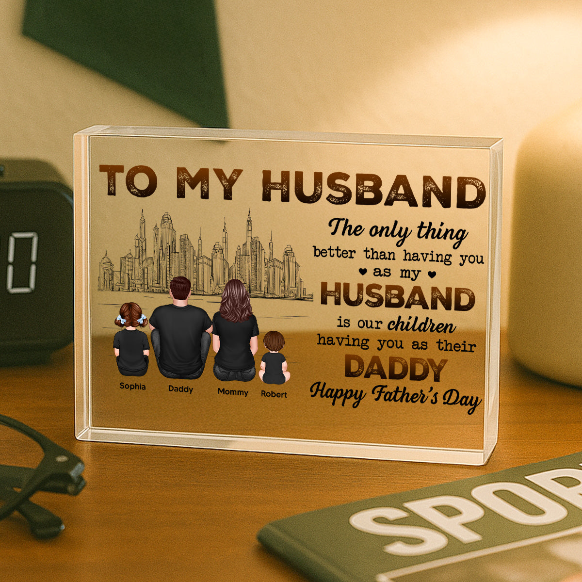 Our Children Having You As Their Daddy Personalized Rectangle Acrylic Block Plaque