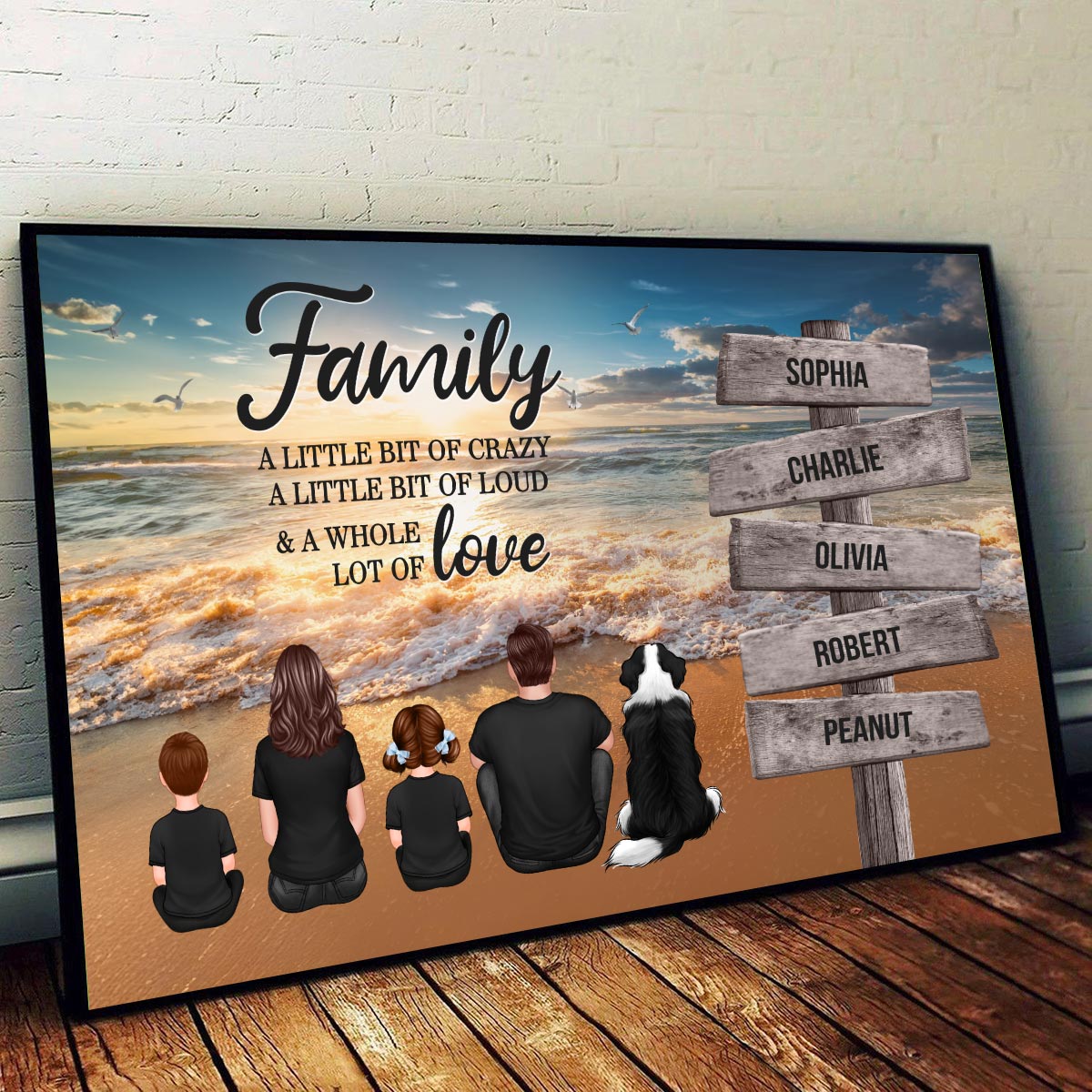Beach Landscape Family A Little Whole Lot of Love Sign Posts Personalized Poster, Home Decoration, Gift For Family