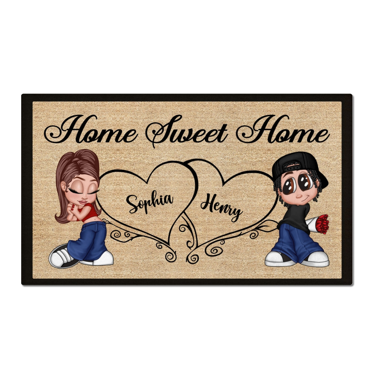 Home Sweet Home Y2K Couple Housewarming Gift Personalized Doormat