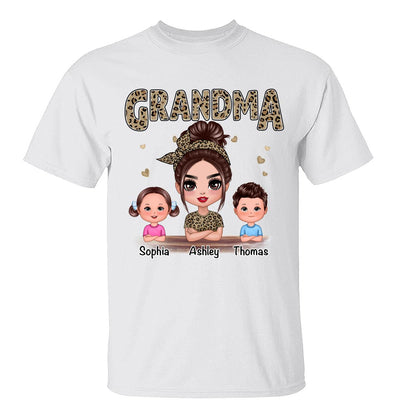Leopard Shirt Doll Grandma Grandkids Personalized Shirt