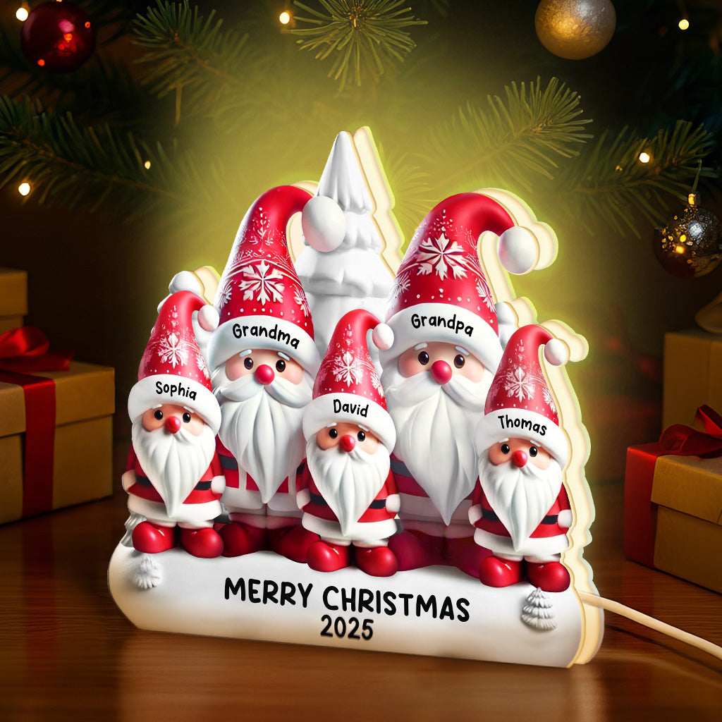 3D Effect Cute Gnomes - Personalized Light Box - Christmas Decor Gift For Grandparents, Family