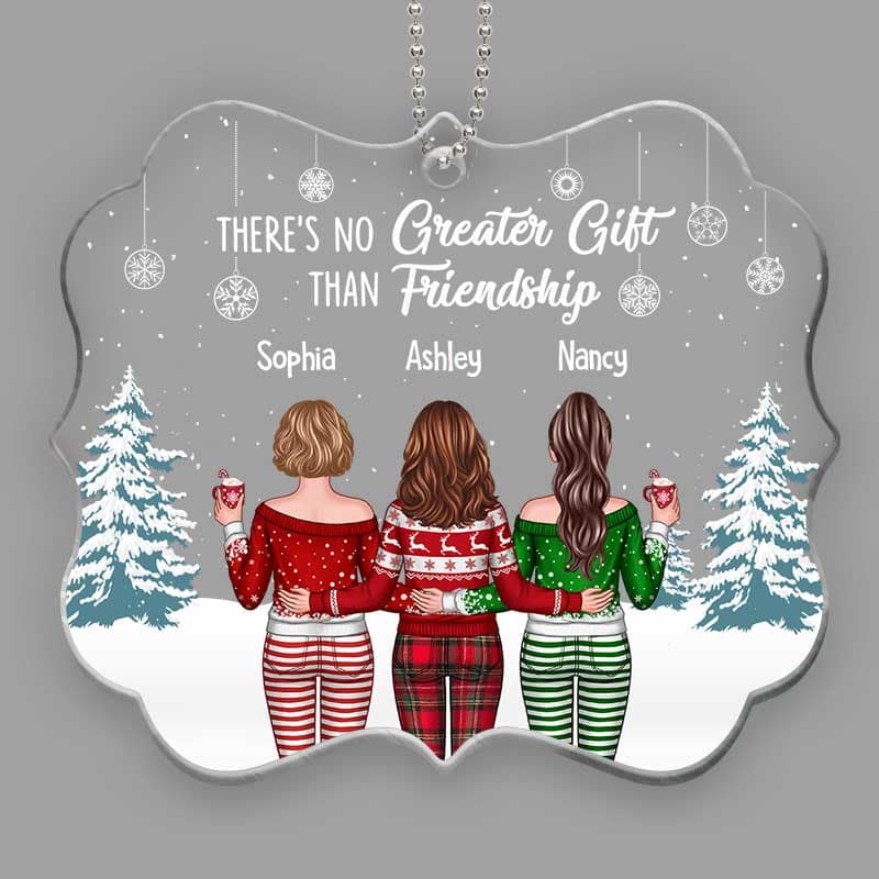 Christmas Besties Back View In Snow Personalized Acrylic Ornament