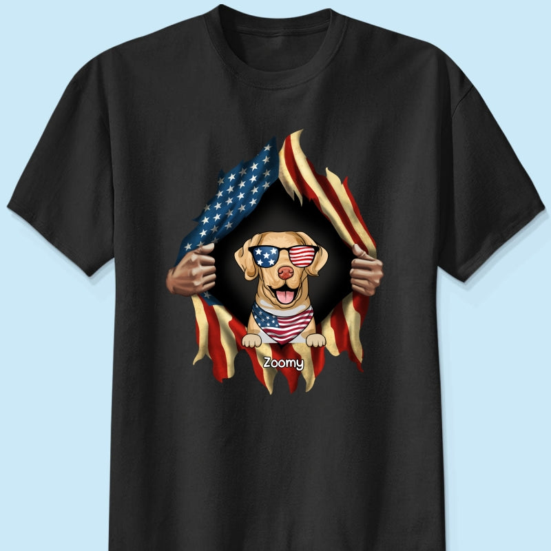 Dog Lovers Hands Ripping Nation Flag Personalized Shirt