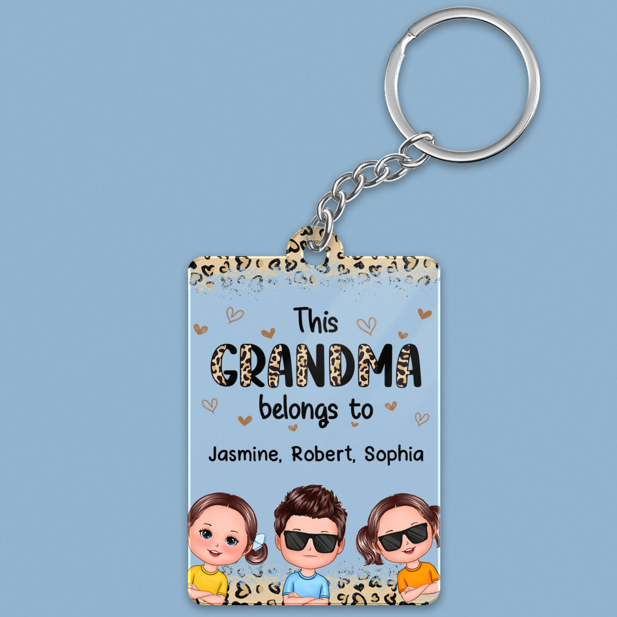 This Grandma Mom Belongs To Leopard Doll Kids Personalized Acrylic Keychain