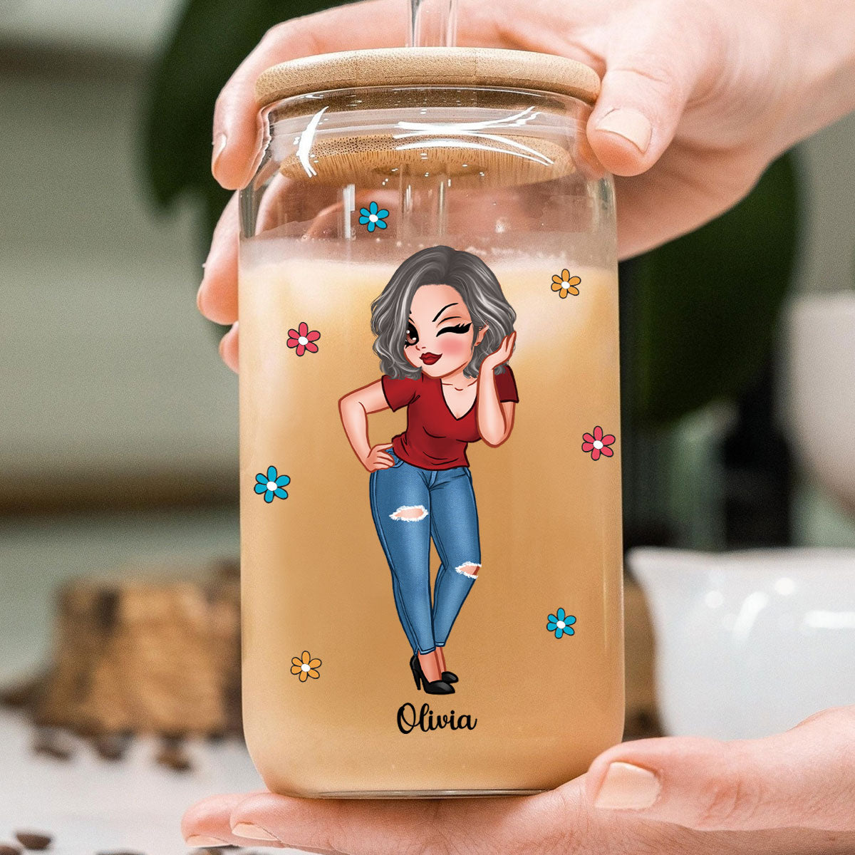 First Mom Now Grandma Personalized Clear Glass Can