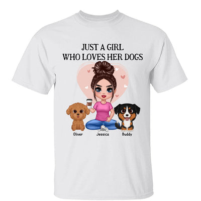 Pink Heart Just A Woman Who Loves Her Watercolor Cute Dogs Personalized Shirt