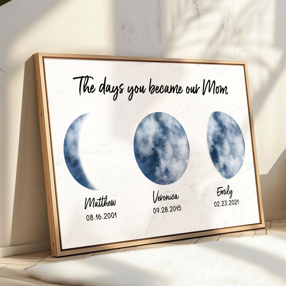 Custom Colorful Birth Moon Phase The Day You Become My Mom Grandma Personalized Poster, Gift