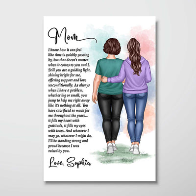 Mom And Daughter Walking To My Mom Mother‘s Day Gift Personalized Vertical Poster