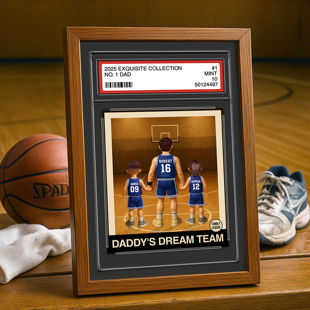 Basketball No. 1 Dad Man & Kids Trading Card Style Personalized Poster