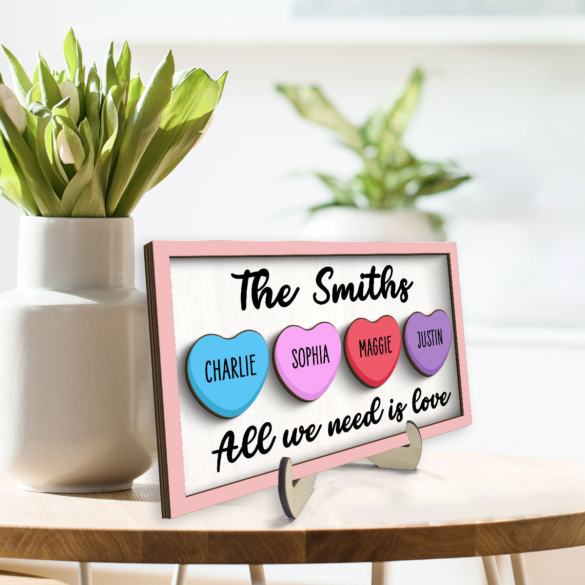 All We Need Is Love Family  Decoration Personalized 2-Layer Wooden Plaque