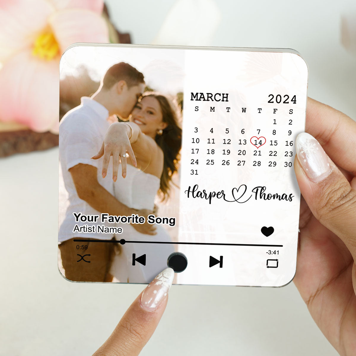 Upload Photo Calendar Anniversary Date Personalized Music Fridge Magnet, Anniversary  Gift For Him, For Her